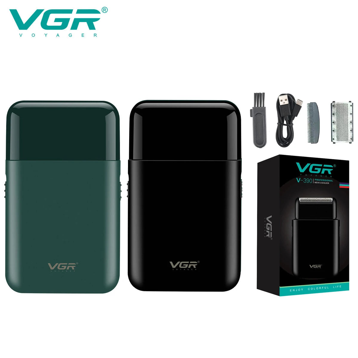 VGR convenient USB charging mini men's shaver electric hair trimmer reciprocating blade deep cleaning razor hair trimmer V-390 Peaceful Pleasures Health and Wellness