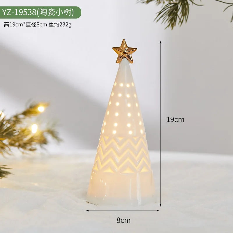 Ceramic Creative Ornaments Small Houses Christmas Decorations Christmas Glowing Snow Houses Home Furnishings INS Ornaments Decor Peaceful Pleasures Health and Wellness YZ-19538