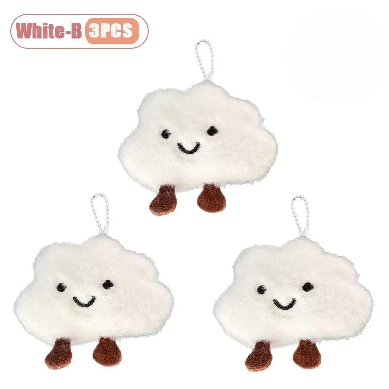 Cute Cloud Plush Brooch Keychain Bag Charm Pendant for Girls