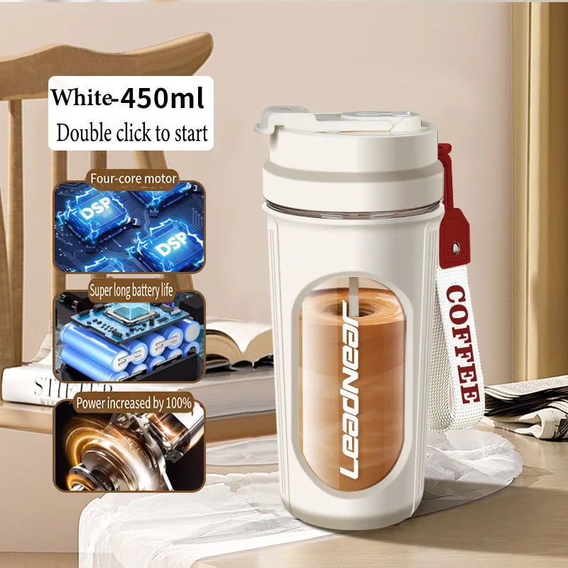 Electric Shaker Cup - Automatic Self-Mixing Cup Sports Protein Powder Shaker Cup with Electric Mixing Function Coffee Shaker Cup Peaceful Pleasures Health and Wellness White 450ml