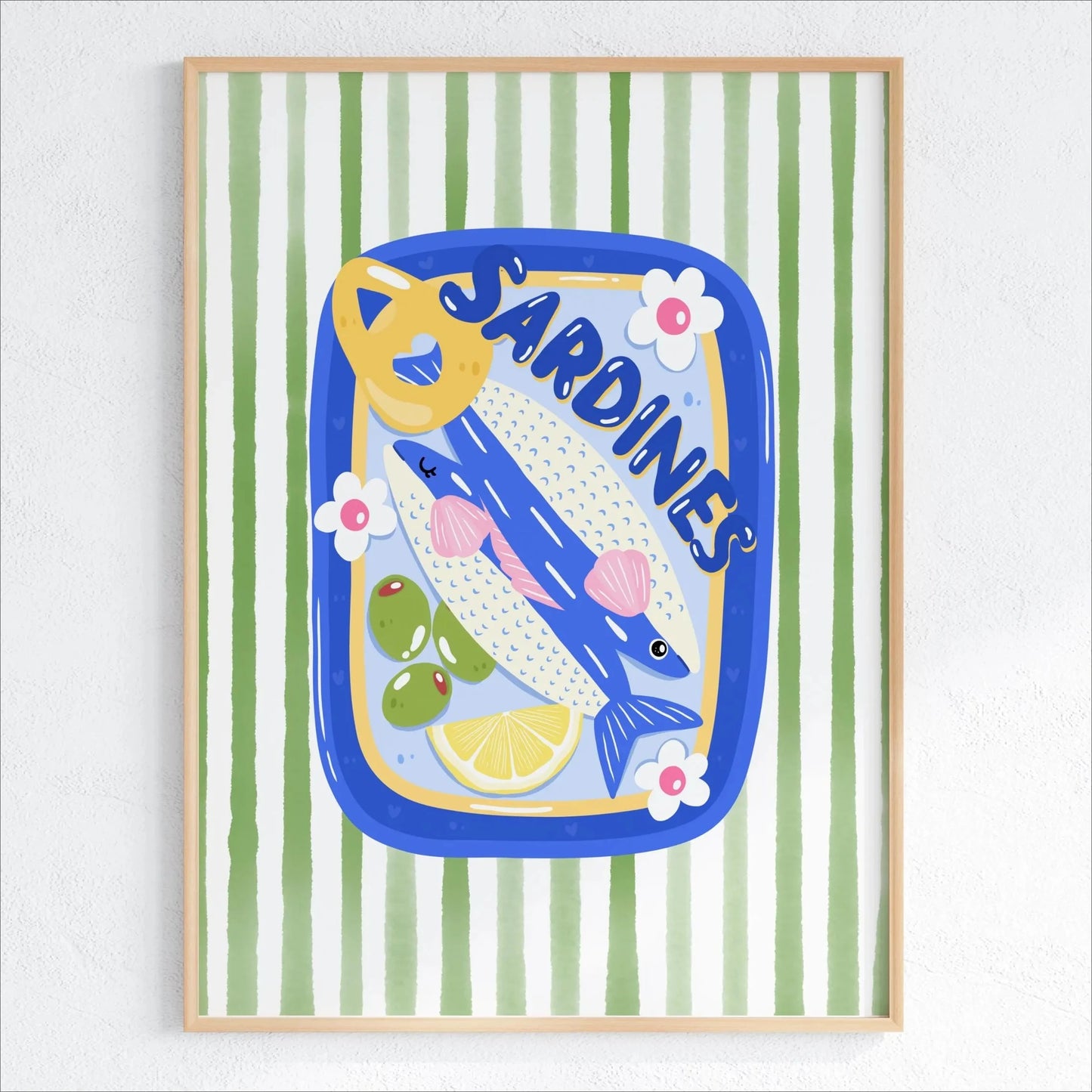Pink Canned Sardines Canvas Print Sardine Fisherman Aesthetic Wall Art Poster for Modern Living Room Kitchen Home Decor Gifts Peaceful Pleasures Health and Wellness CT-69-4 50x70cm Unframed