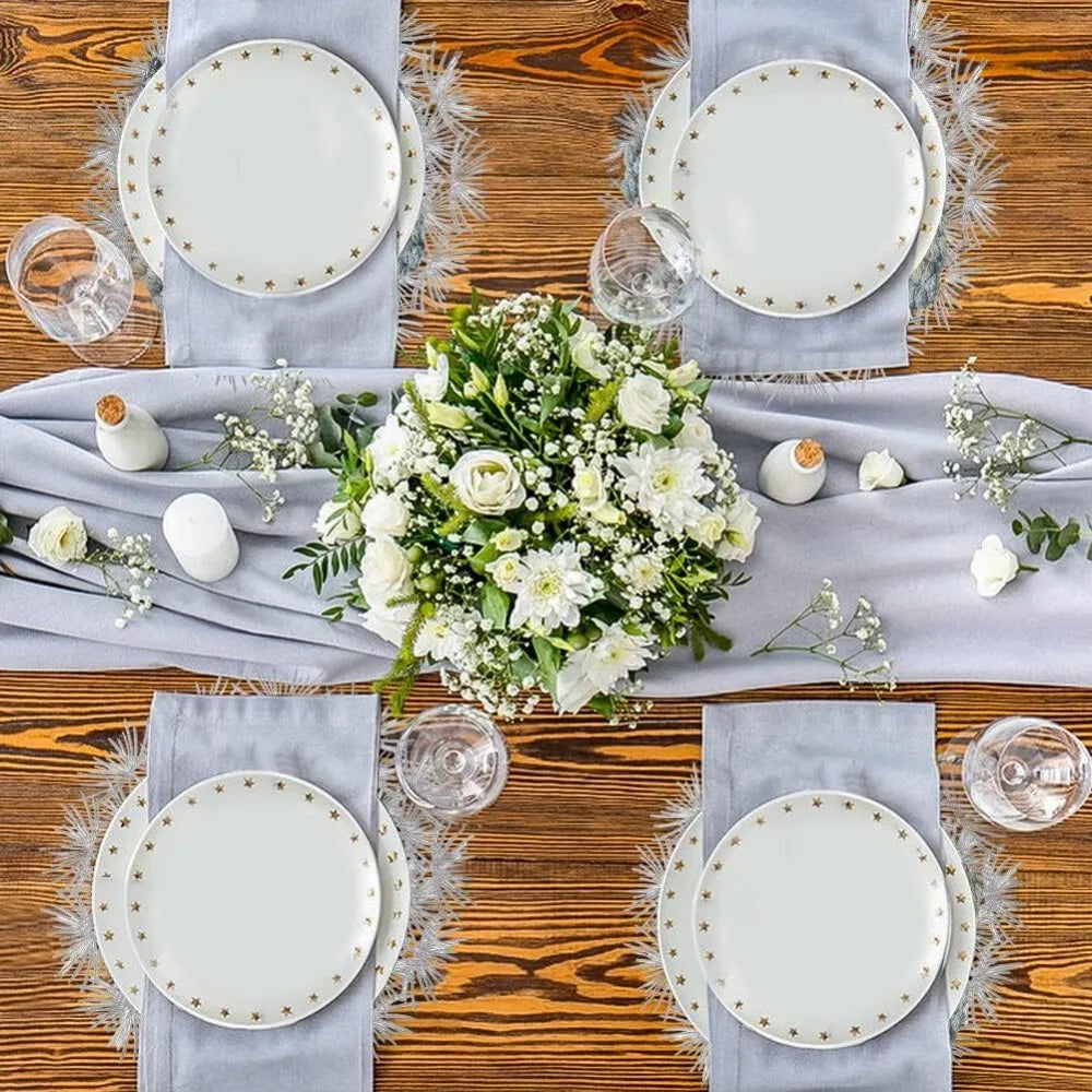 Placemats Set of 4/12Pc Round Hollow Out Flowers Place Mats for Dining Table Holiday Party Wedding Accent Dinner Home Decoration Peaceful Pleasures Health and Wellness