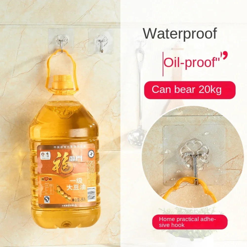 Self-Adhesive Heavy Duty Wall Hooks – Transparent No-Drill Adhesive Wall Hooks Peaceful Pleasures Health and Wellness