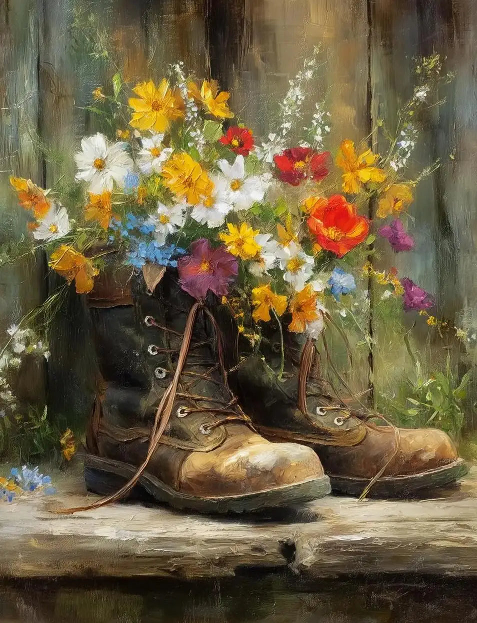 Rural Retro Garden Farm Wooden House Still Life Painting Art Poster Canvas Printing Living Room Sofa Background Wall Deco Peaceful Pleasures Health and Wellness