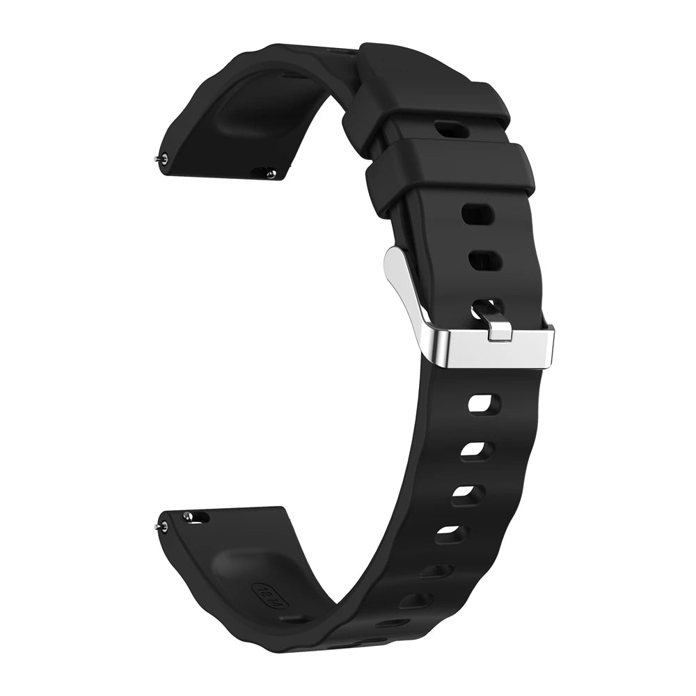 18mm Silicone Strap for Huawei GT6 GT5 GT4 & OPPO X2 Mini Peaceful Pleasures Health and Wellness black 18mm