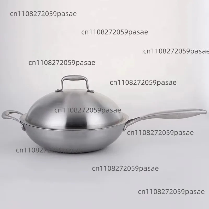 32cm Triply Stainless Steel Non-Stick Wok Pan with Glass Lid