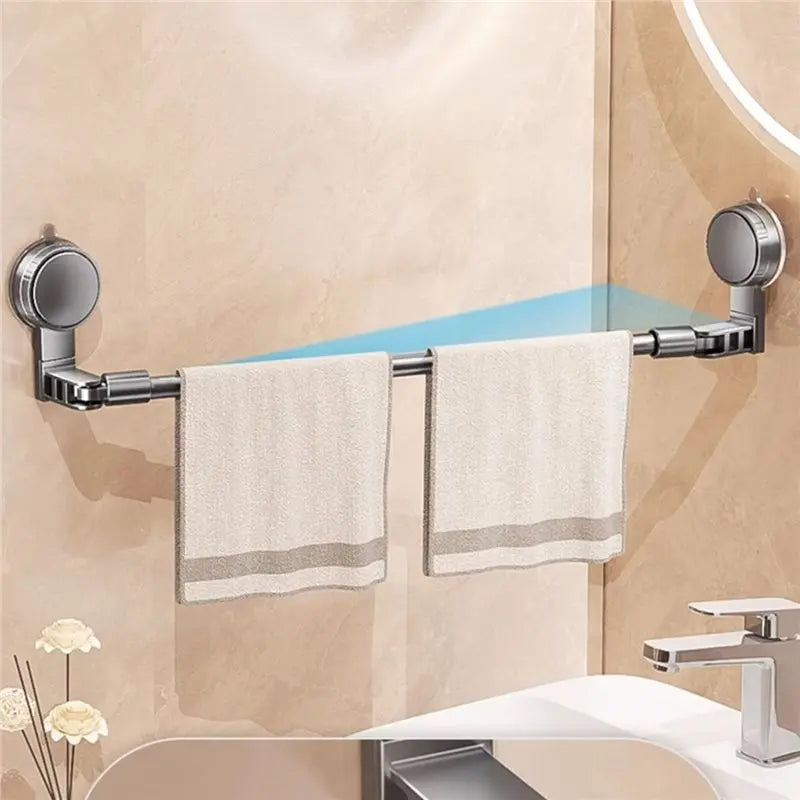A36T-Bathroom Robe Coat Rack Wall Towel Holder Suction Cup No-Punching Retractable Kitchen Bathroom Organizer Shelf B Peaceful Pleasures Health and Wellness