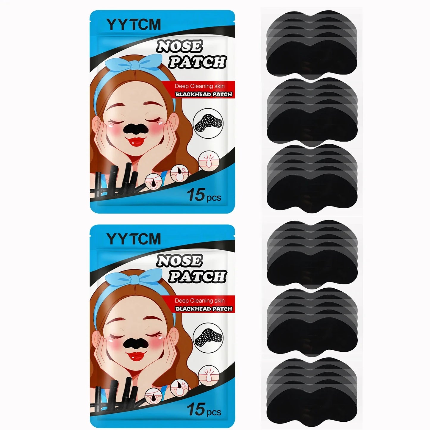 Charcoal Blackhead Nose Strips – Deep Cleansing Peel-Off Mask 15pc