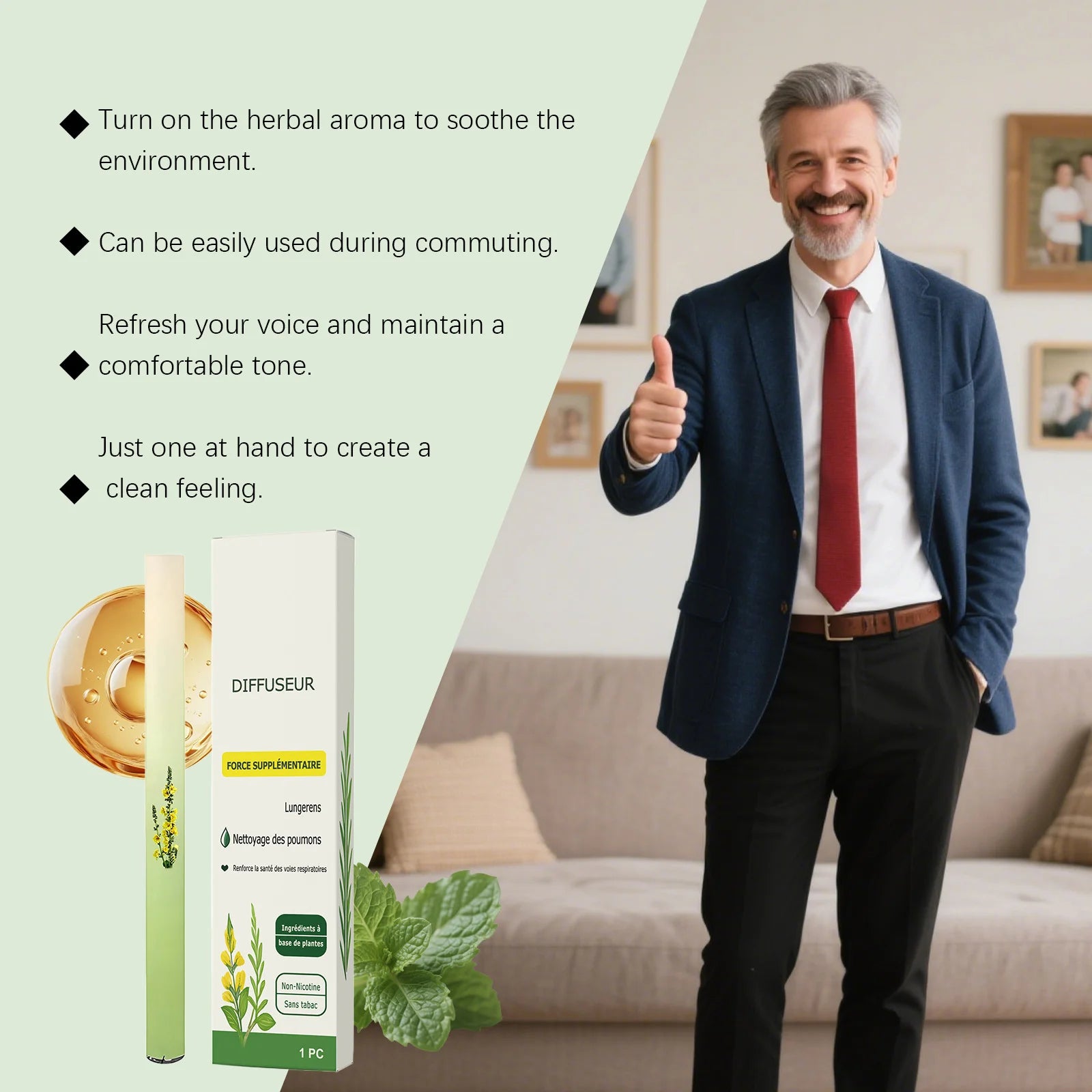 Herbal Diffuser Lung Cleansing Relieve Driving Fatigue Relaxing Body Improve Sleep Quality Refresh Smooth Breathing Energy Bar Peaceful Pleasures Health and Wellness