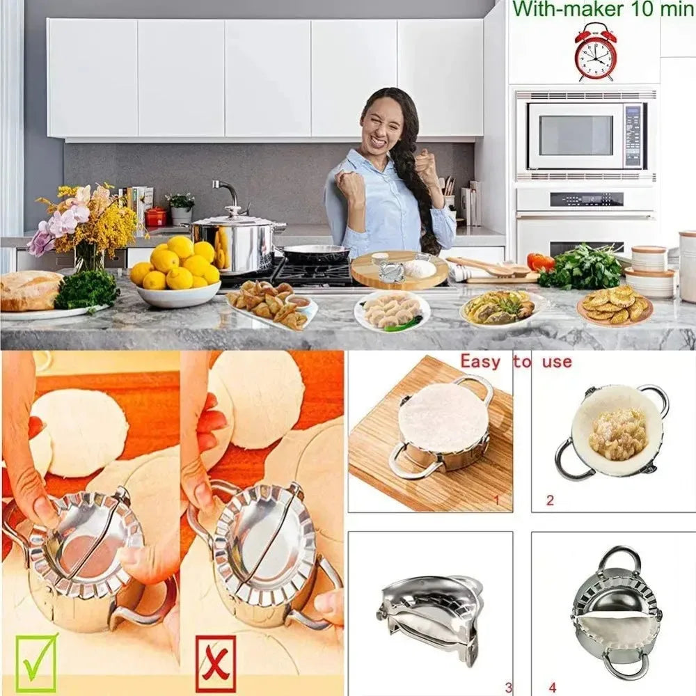 Stainless Steel Dumpling Maker Dumpling Skin Mold Ravioli Maker Press Pie Making Press Wrapper Pastry Maker Kitchen Accessories Peaceful Pleasures Health and Wellness