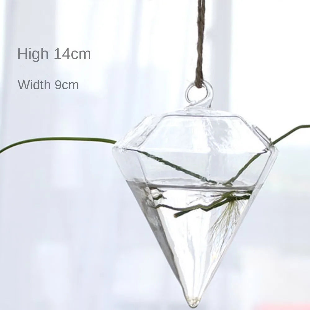 Hanging Glass Terrarium Vase | Hydroponic Plant Pot Decor