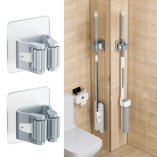 Wall-Mounted Mop & Broom Hanger Rack – No-Drill Suction Mop Broom Hanger Oasis Select