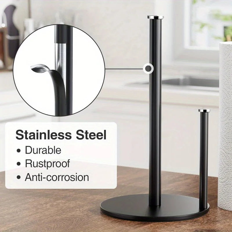 Golden Double Pole Kitchen Tissue Holder Desktop Cling Film Storage Rack Non Perforated Metal Hand Towel Roll Paper Holder New Peaceful Pleasures Health and Wellness
