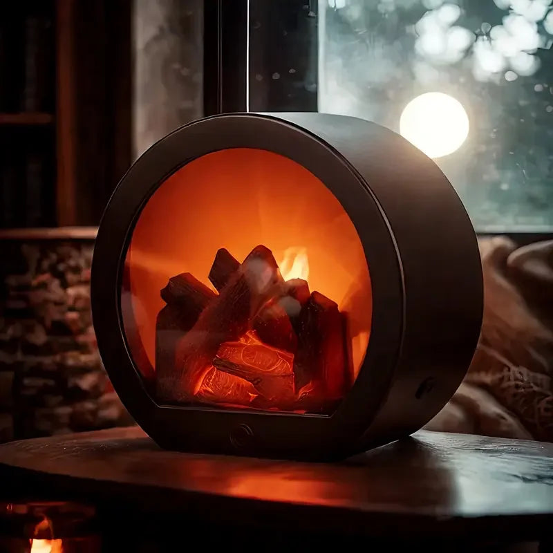 LED Fireplace Lamp Realistic Flame | Battery & USB Tabletop Decor