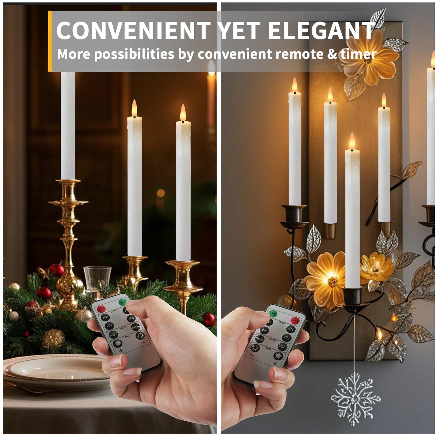 12/24pc Pack LED Rechargeable Flameless Taper Candle Battery Operated with Remote Electric Tea Light Christmas Window Home Decor Peaceful Pleasures Health and Wellness