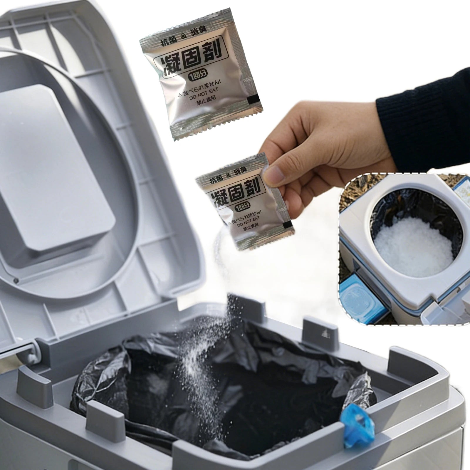 12-48pcs Portable Toilet Liquid Solidifier Emergency Camping Toilet Gel Powder Deodorizing Waste Stabilizer for Portable Toilet Peaceful Pleasures Health and Wellness