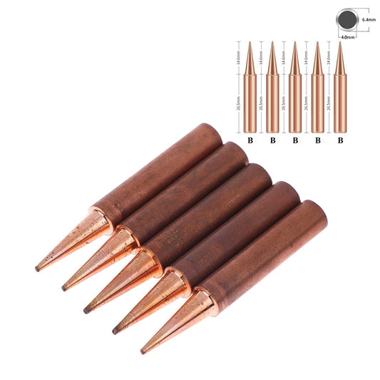 5pcs Solder Iron Tips Set Welding Accessories Lead-free Pure Copper 900M-T-B For Soldering Station Replace Peaceful Pleasures Health and Wellness A2