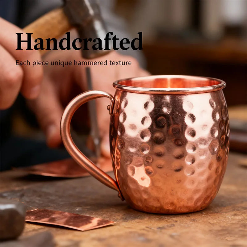 100% Copper Moscow Mule Mug Durable Coppery Beer Mugs 12OZ Coffee Mug Milk Cup Pure Copper Bar Cup Drinkware Peaceful Pleasures Health and Wellness