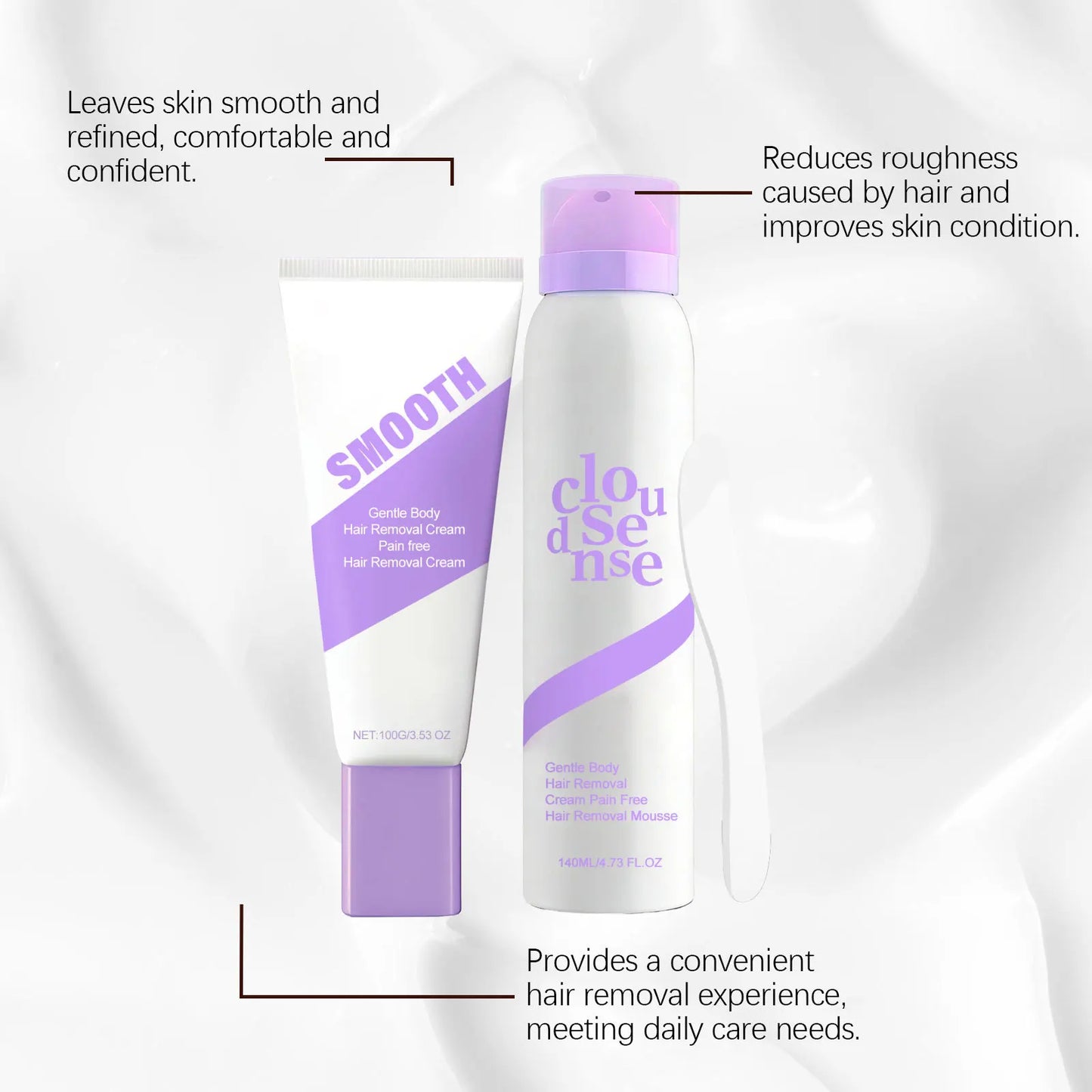 3-in-1 Painless Hair Removal Kit – Cream, Mousse & Scraper