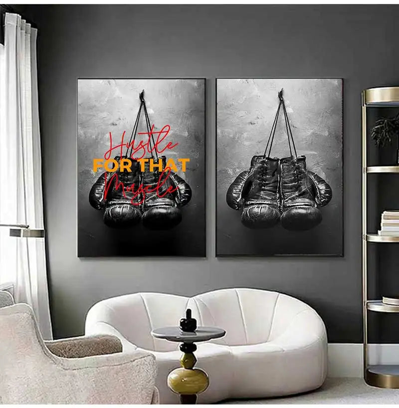 Style Picture Wall Art Modular Home Decoration Painting Print Poster for Living Room Cuadros Boxing Gloves Vintage Canvas Nordic Peaceful Pleasures Health and Wellness