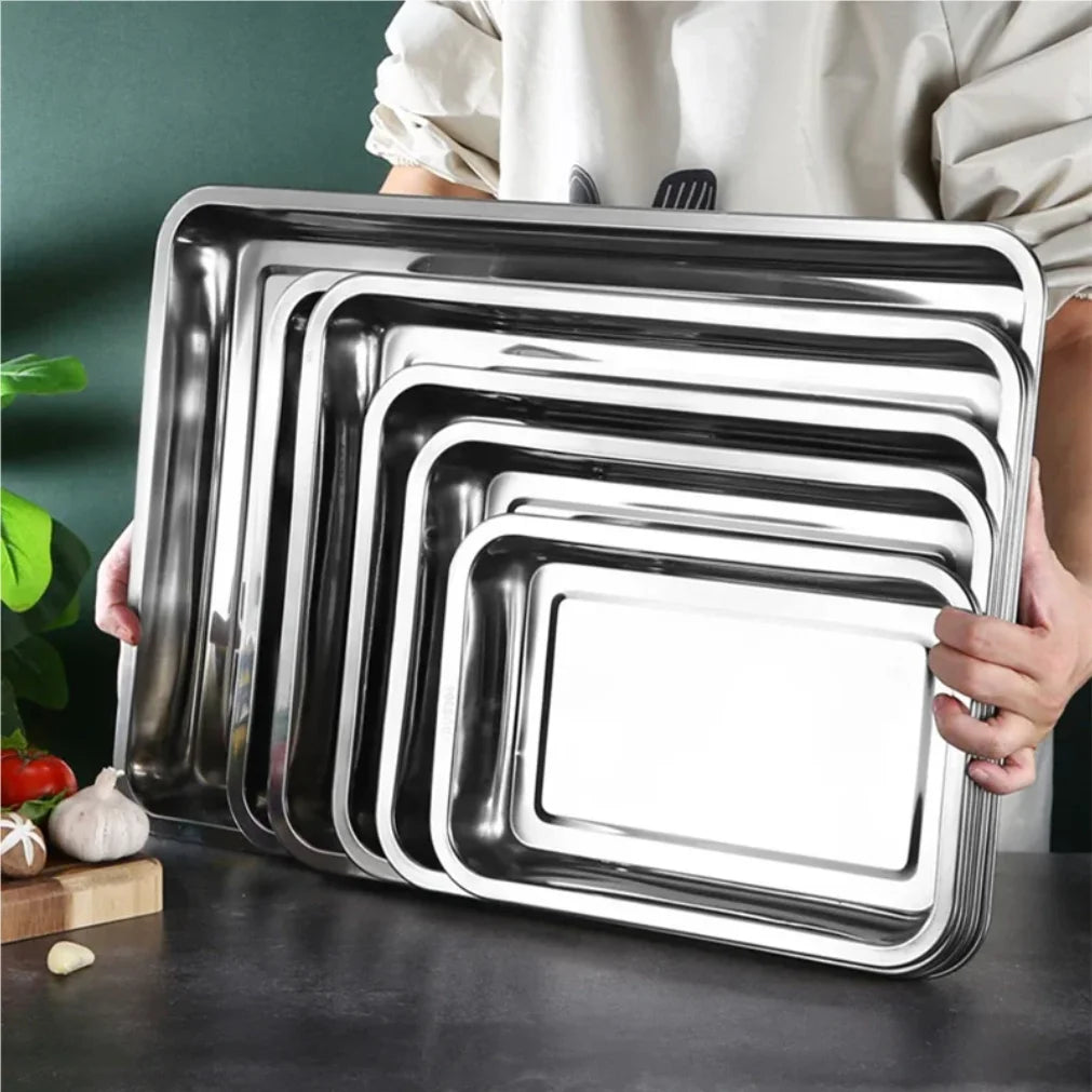 Stainless Steel Rectangle Serving Tray | BBQ & Restaurant