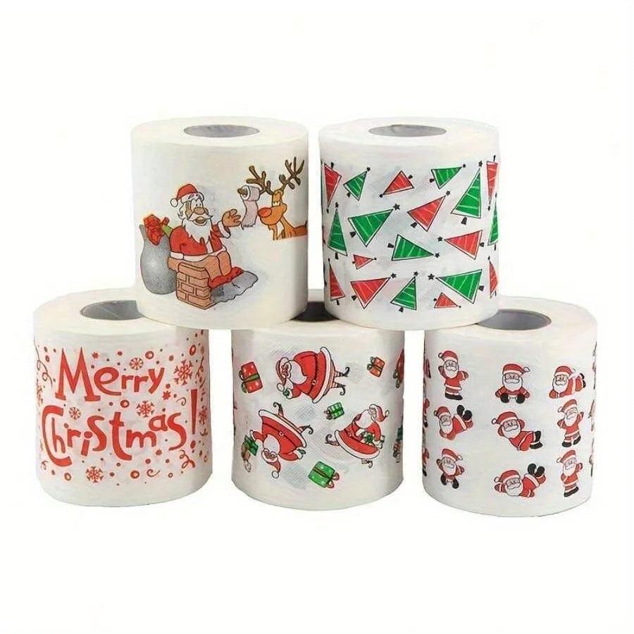 1 roll Christmas Printed Toilet Paper Festival Theme Home Decorations Roll Paper for Home & Festive Atmosphere Decor Supplies Peaceful Pleasures Health and Wellness