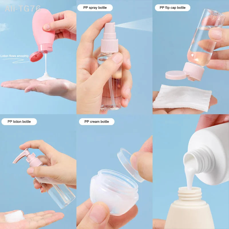 11-Piece Refillable Travel Bottles Set for Toiletries & Cosmetics