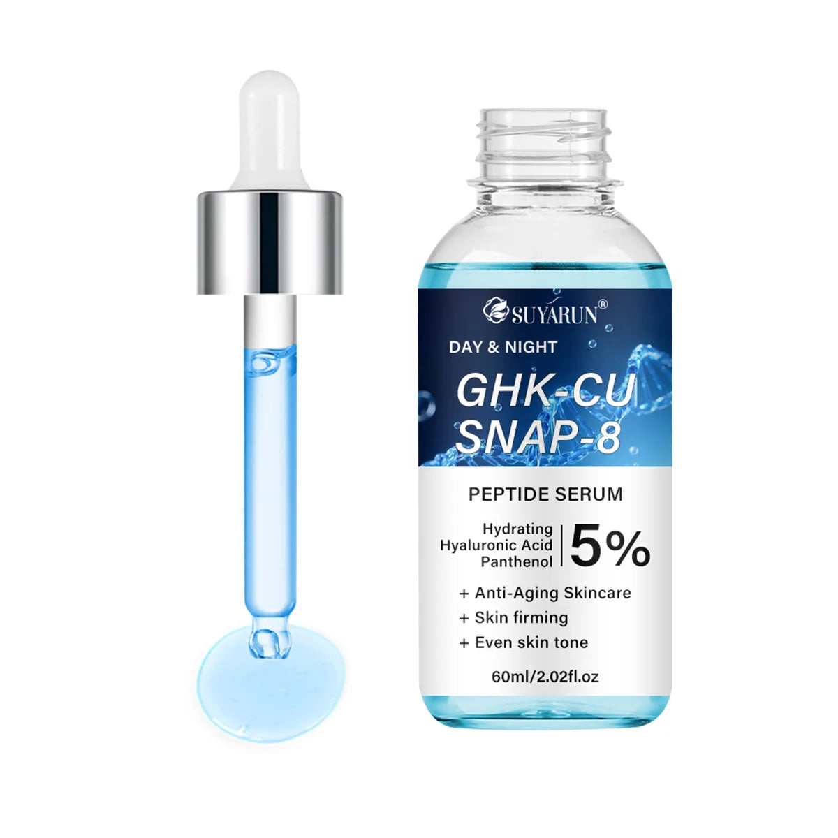 SUYARUN Anti-Aging Peptide Serum | GHK-Cu & SNAP-8 Formula for Day & Night Firming Treatment. Peaceful Pleasures Health and Wellness 60ml