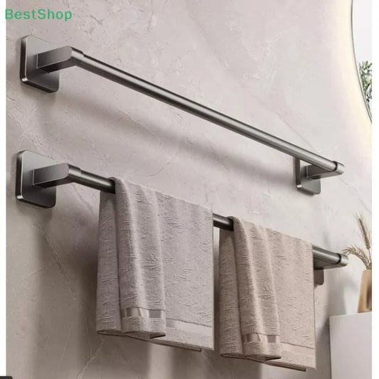 Punch-Free Wall Mount Towel Bar & Rack – No Drill Aluminum Wall Towel Rack Oasis Select