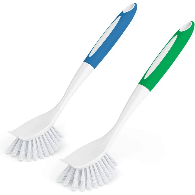 Dish Brush with Handle | Stiff Bristle Kitchen Scrub Brush