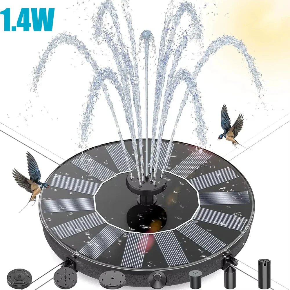 Outdoor Solar Fountain – 6 Nozzles & DIY Garden Bird Bath