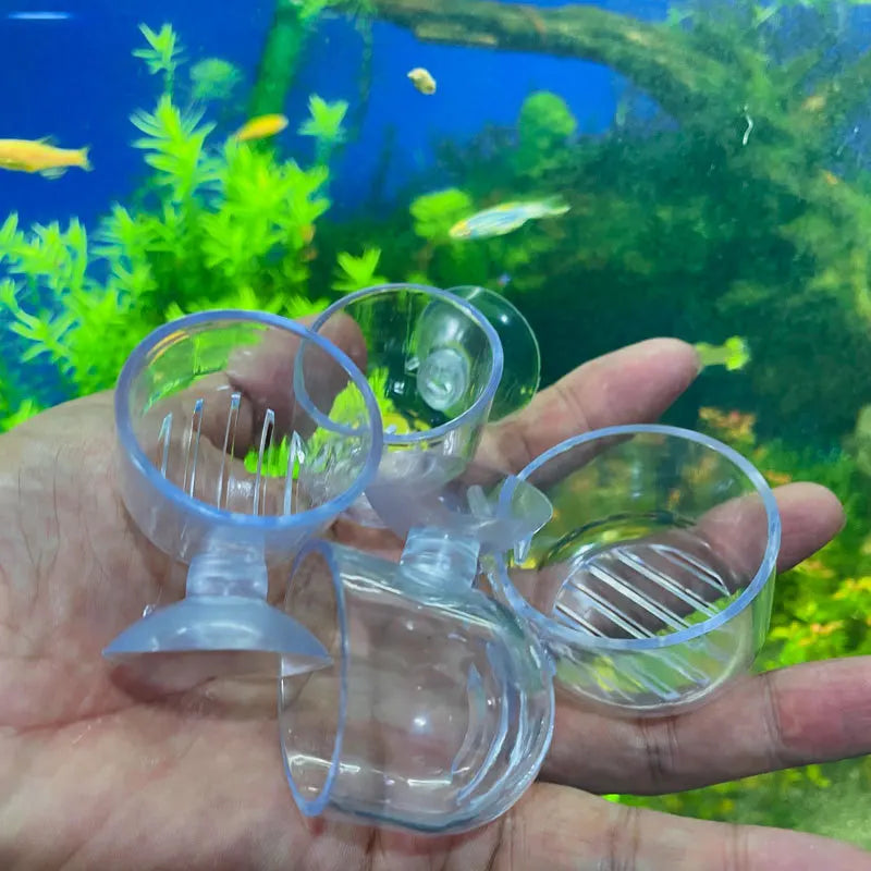 Acrylic Aquarium Plant Pot Cup with Suction Cups | Fish Tank Decor