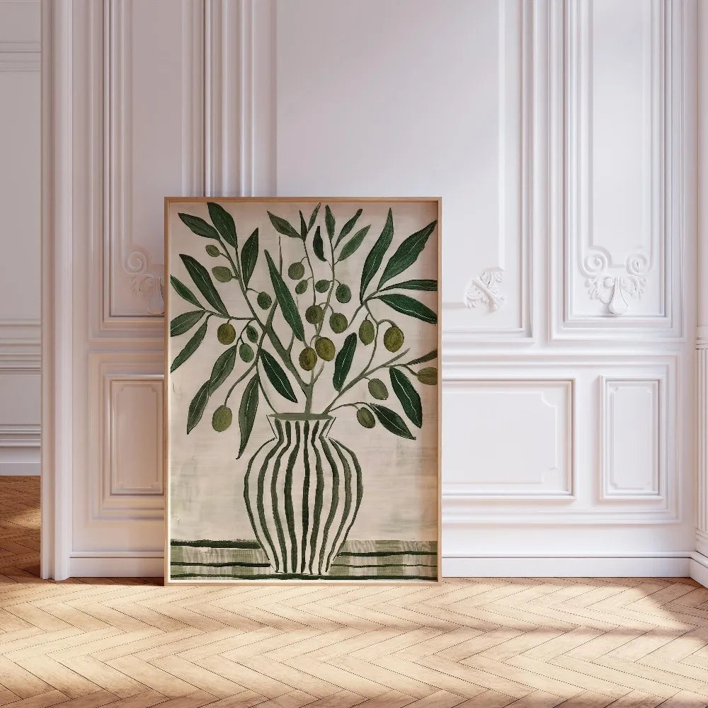 Retro Beige Floral Canvas Wall Art | Unframed Plant Print