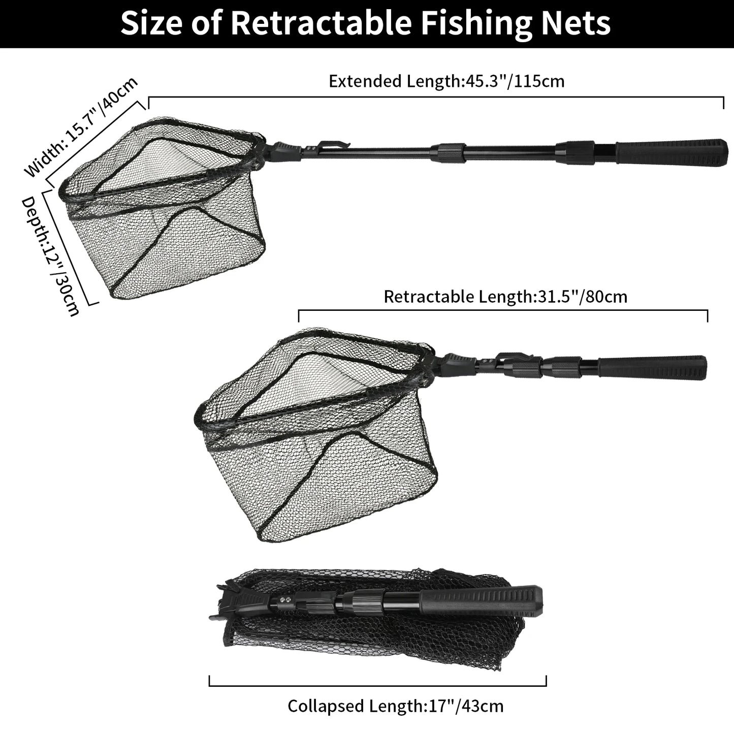 Telescoping Fishing Landing Net – Aluminum Alloy, Folds to 55cm