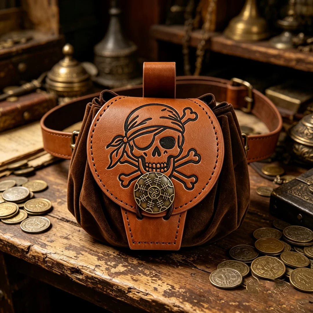 Steampunk Medieval Punk Fanny Packs Men Pu Leather Coin Purse