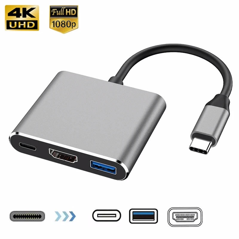 3-in-1 USB-C Hub: 4K HDMI, USB 3.0 & PD Charging Adapter Peaceful Pleasures Health and Wellness
