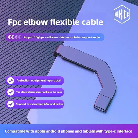 60W USB 3.2 Elbow Type-C Flexible Cable – Male to Female USB-C Flexible Cable Peaceful Pleasures Health and Wellness