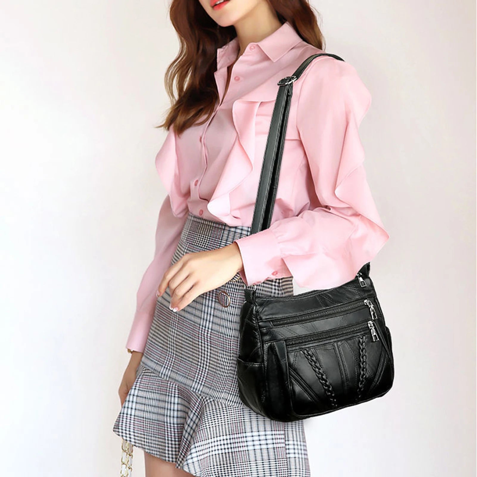 Lightweight Crossbody Shoulder Bag Mother Anti-Theft Multi-layer Bags with Zipper Closure for Pencils Textbooks Phone Tablet Peaceful Pleasures Health and Wellness