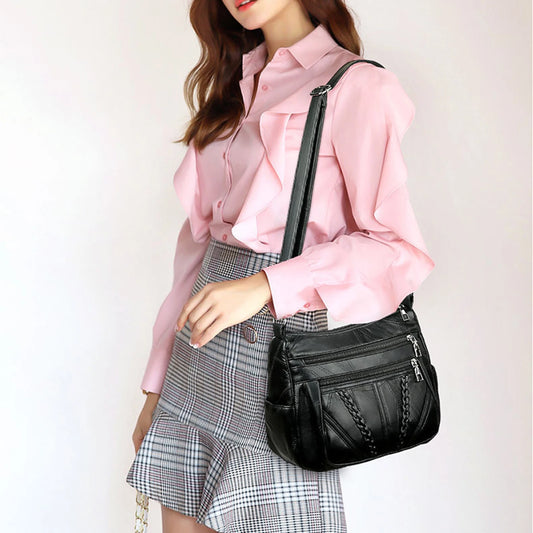 Lightweight Crossbody Shoulder Bag Mother Anti-Theft Multi-layer Bags with Zipper Closure for Pencils Textbooks Phone Tablet Peaceful Pleasures Health and Wellness