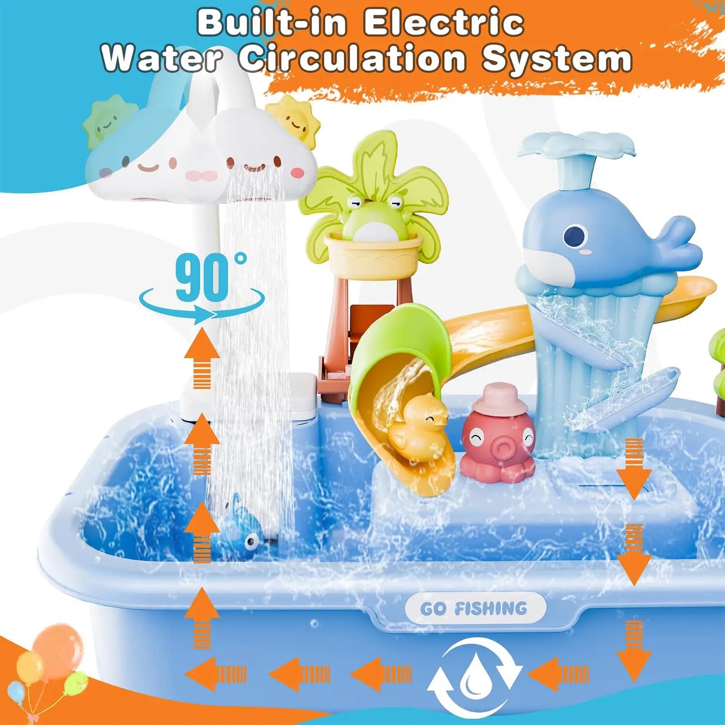 Kids Electric Water Play Kitchen Sink Toy – 4-in-1 Set