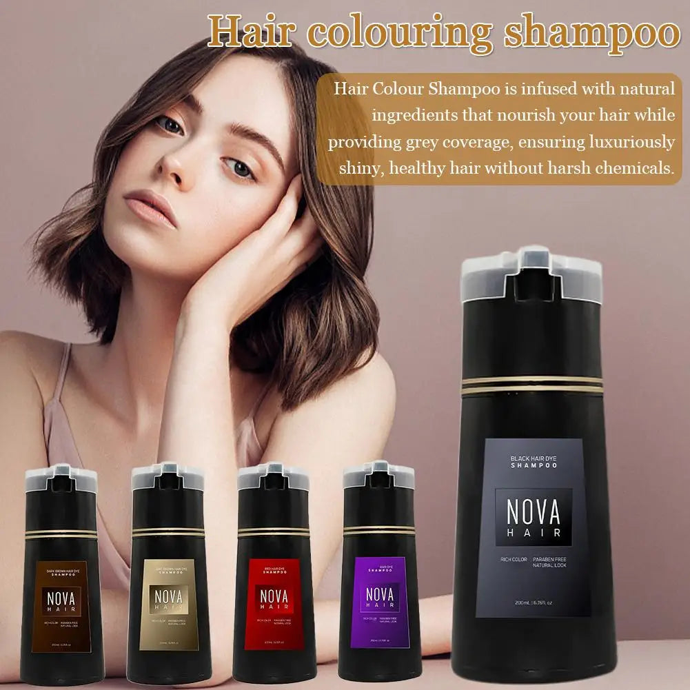 Nova Hair Dye Shampoo – Gray Coverage, Men & Women 200ml