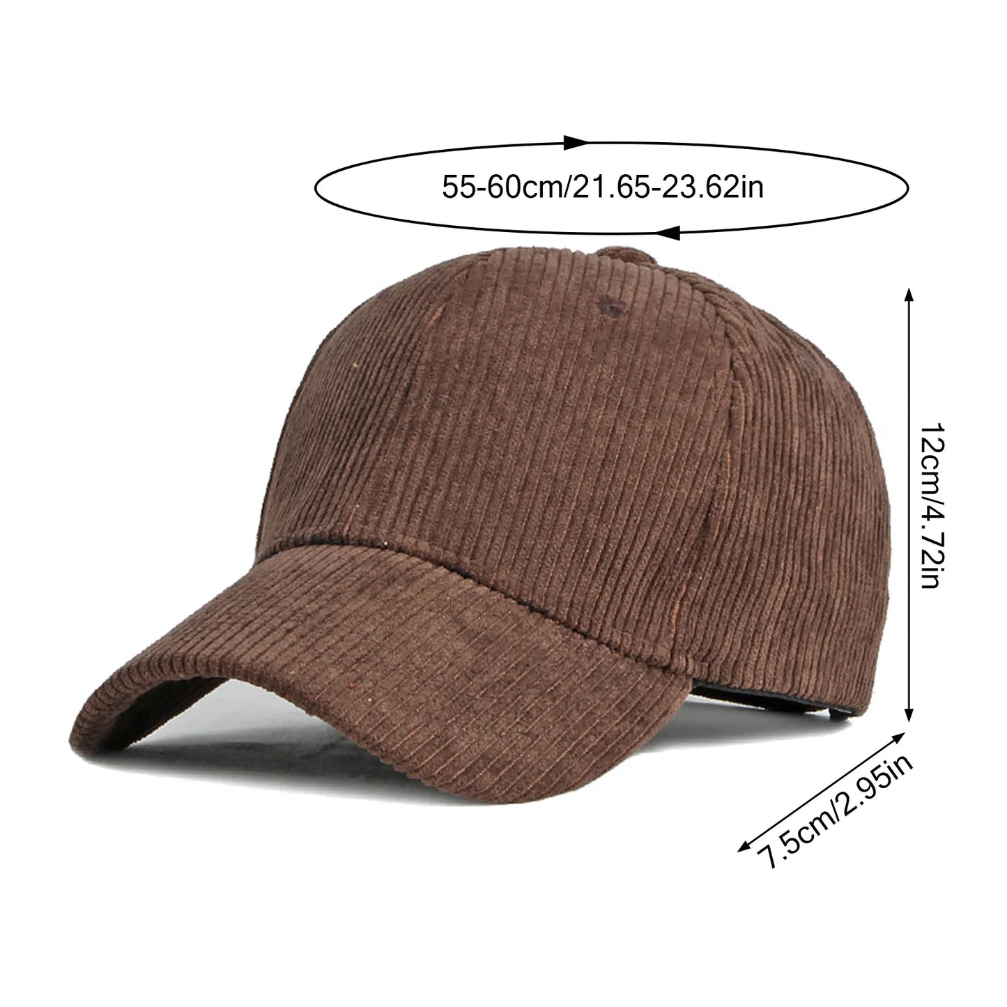 Fashion Corduroy Baseball Cap Soft Adjustable Solid Color Winter Baseball Caps for Mountaineering Traveling Peaceful Pleasures Health and Wellness