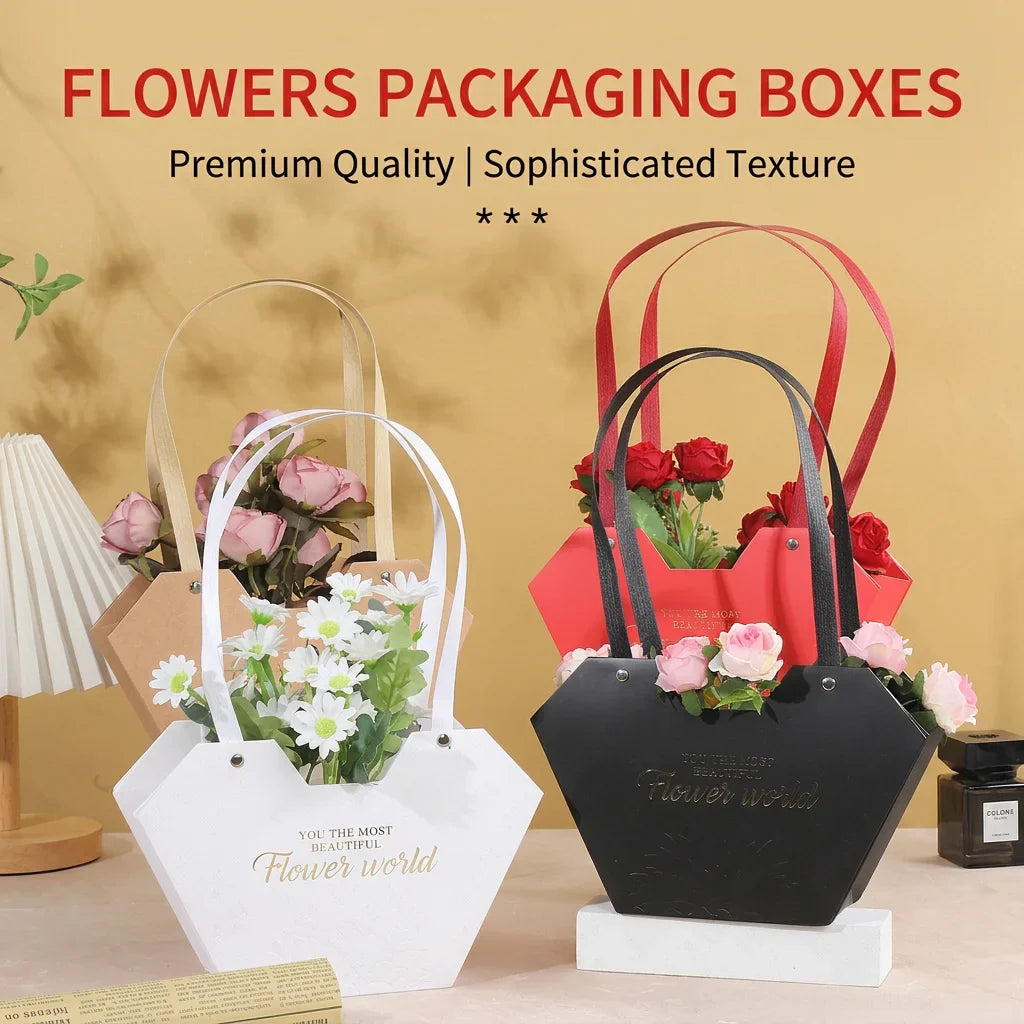 Heart-Shaped Paper Flower Gift Box with Handle | DIY Floral