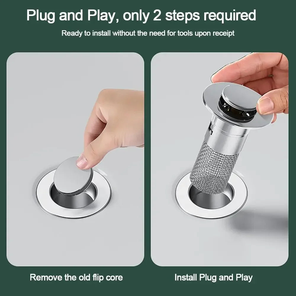 Press-Type Sink Drain Plug – Odor-Proof & Stainless Steel