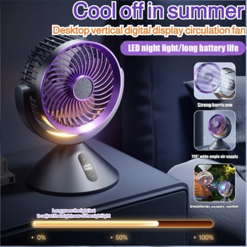 URGGU 100-Speed USB Circulation Fan – LED Display & Night Light