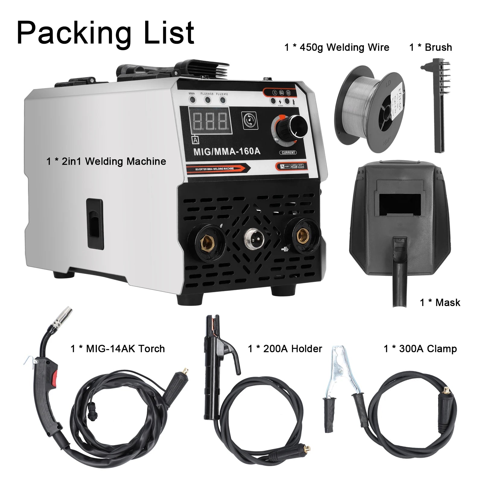 MIG MMA MAG TIG-160C Inverter Welders Electric Welding Machine Equipment Intelligent Welders 4in1/2in1/Welding Wire(optional) Peaceful Pleasures Health and Wellness 2in1 MIG MMA