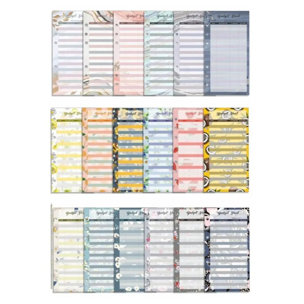 12Sheets A6 Loose Leaf Refill Budget Paper Flower Fruit Pattern Expense Tracker Refill Binder Paper Budget Binder Paper Refill Peaceful Pleasures Health and Wellness