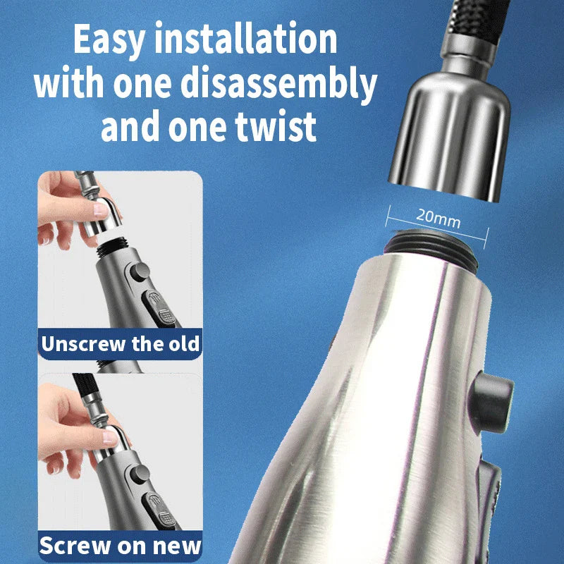Kitchen Faucet Sprayer Head – 9 Nozzles, 3 Modes, Water Saving
