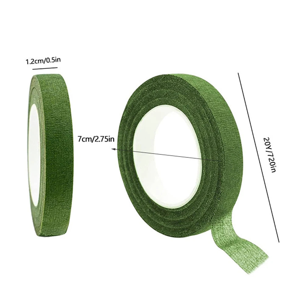 Wide Floral Tapes For Bouquet Dark Green Bouquet Stem Wrap Tape For Florist Waterproof Boutineer Tape For Flower Stem Wrap Craft Peaceful Pleasures Health and Wellness