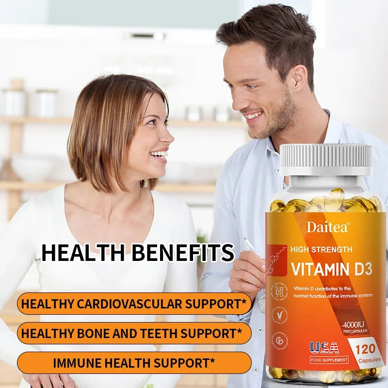 Vitamin D3 Capsules 4000IU Provide Immune, Bone Support, Promote Calcium Absorption, Promotes Muscle Health, Nervous System Peaceful Pleasures Health and Wellness